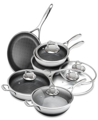 Livwell - DiamondClad 9-Pc. Hybrid Nonstick Stainless Steel Frypan, Wok and Everything Pan Set