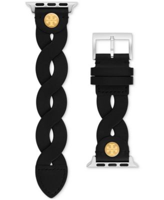 Tory Burch - Women's Black Braided Leather Band for Apple Watch&reg; 38-45mm
