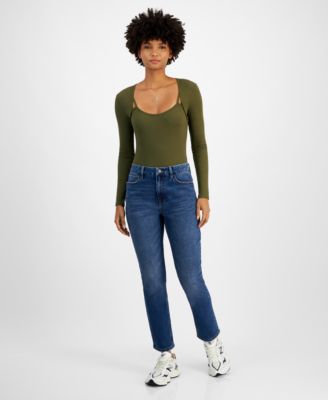 Tinseltown - Juniors' Slim-Leg High-Rise Straight-Leg Jeans
