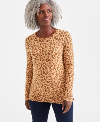 Style & Co - Women's Striped Crewneck Long-Sleeve Sweater,