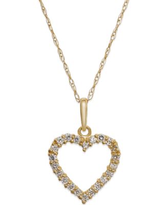 Macy's - Cubic Zirconia Heart Pendant Necklace in 10k Gold