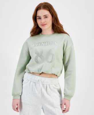 Planet Heart - Juniors' Bubble Hem Varsity Sweatshirt