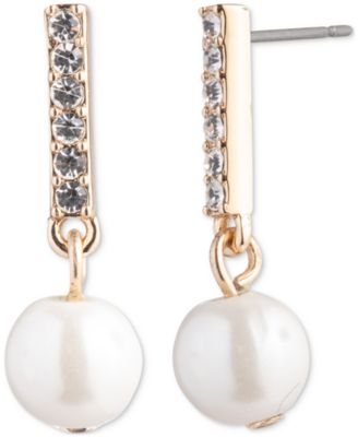 Emily in Paris - Gold-Tone Pav&eacute; & Imitation Pearl Drop Earrings