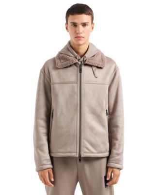A|X Armani Exchange - Men's Faux-Leather Sherpa-Lined Jacket
