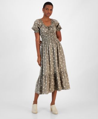 And Now This - Women's Short-Sleeve Clip-Dot Midi Dress