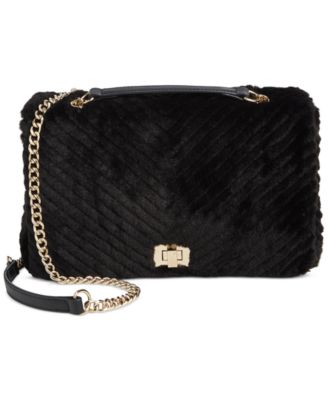 I.N.C. International Concepts - Small Ajae Flap Chevron Faux Fur Shoulder Bag