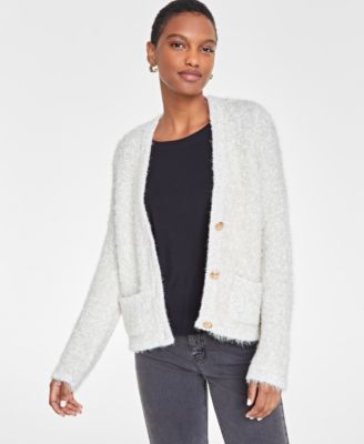 On 34th - Women's Metallic Fuzzy-Knit Cardigan