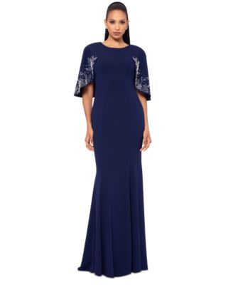 Betsy & Adam - Petite Studded-Sleeve Evening Gown