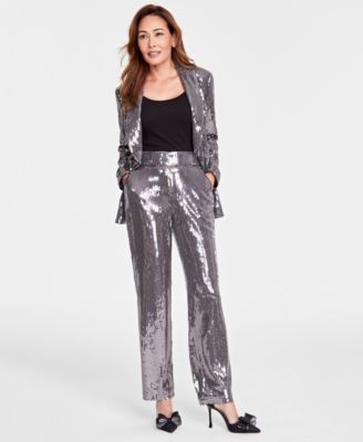 I.N.C. International Concepts - Women's Sequin Straight-Leg Pants