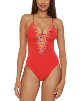 Becca - Women's Fiesta Plunge-Neck One-Piece Swimsuit