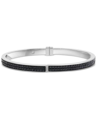 EFFY Collection - Men's Black Spinel Double Row Narrow Bangle Bracelet (2-3/4 ct. t.w.) in Sterling Silver