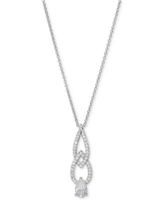 Eliot Danori - Silver-Tone Cubic Zirconia Interlocking Pav&eacute; Pendant Necklace