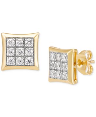 Grown With Love - Men's Lab Grown Diamond Square Cluster Stud Earrings (1/2 ct. t.w.) in 10k Gold