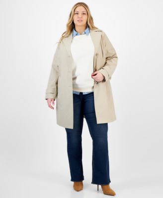 Michael Kors - Plus Size Notched Collar Button-Front Coat, Exclusively at Macy's