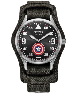 Citizen - Men's Marvel Captain America Forever Gray Fabric Strap Watch 40mm