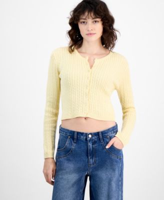 Ultra Flirt - Juniors' Baby-Cable-Knit Cropped Cardigan