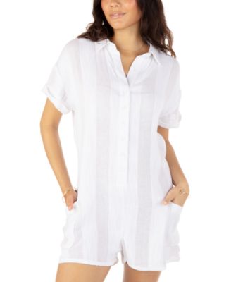 Hurley - Juniors' Striped Gauze Jumper Cover-Up