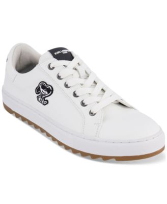 KARL LAGERFELD PARIS - Men's Side Heart Logo Patch Tumbled Leather Sneaker