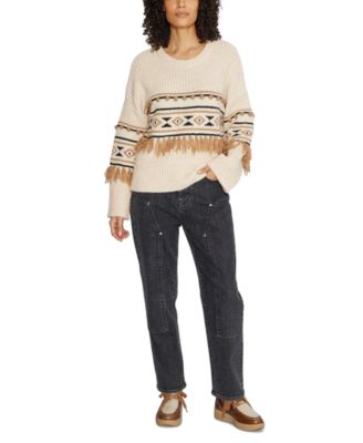 Driftwood - Women's Tasseled Geo-Print Dropped-Shoulder Sweater