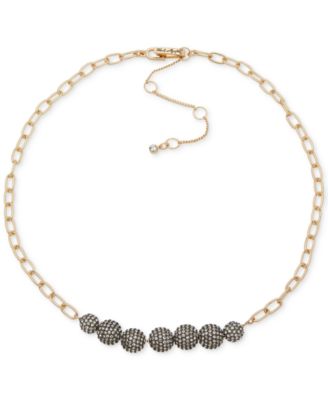 KARL LAGERFELD PARIS - Two-Tone Crystal Pav&eacute; Disco Ball Collar Necklace, 16" + 3" extender