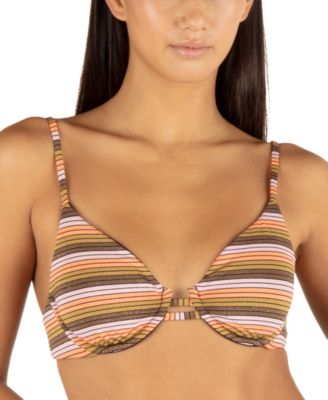 Hurley - Juniors' Sunset Stripe Tab Underwired Bikini Top
