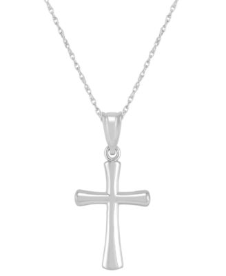 Macy's - Polished Cross Pendant 18" Necklace in 14k White Gold