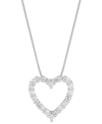 Macy's - Diamond Heart Pendant 18" Necklace (1/2 ct. t.w.) in 10k White Gold