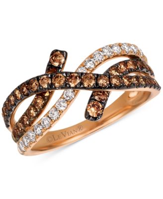 Le Vian - Chocolatier Chocolate Diamond & Vanilla Diamond Ring (1-1/20 ct. t.w.) in 14k Strawberry Gold