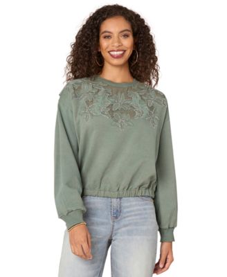 Democracy - Petite Embroidered and Beaded Sweatshirt