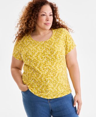 Style & Co - Plus Size Printed Scoop-Neck Tee