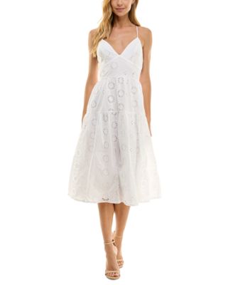 City Studios - Juniors' Eyelet Back-Tie Midi Dress
