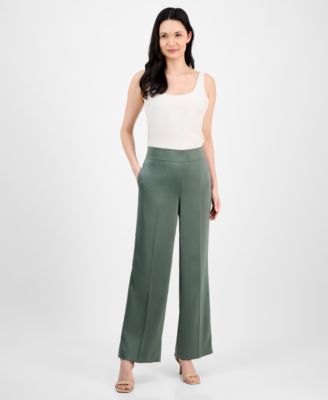 Anne Klein - Petite High-Rise Pull-On Wide-Leg Pants