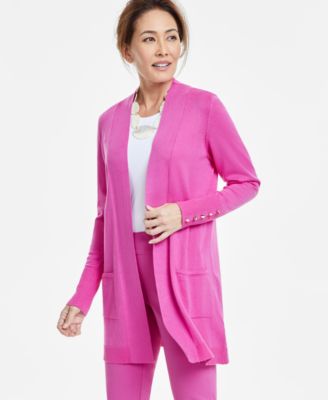 JM Collection - Women's Button-Sleeve Flyaway Cardigan