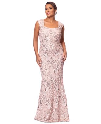 XSCAPE - Women's Square-Neck Sleeveless Lace Gown