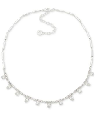 Anne Klein - Silver-Tone Bar & Mixed Crystal Statement Necklace, 16" + 3" extender