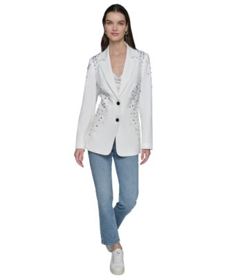 KARL LAGERFELD PARIS - Petite Embellished One-Button Blazer