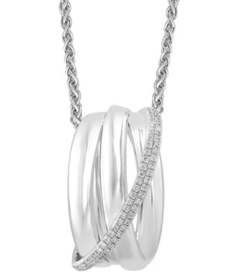 EFFY Collection - Diamond Coil Crossover 18" Pendant Necklace (1/4 ct. t.w.) in Sterling Silver