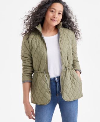 Style & Co - Petite Cinch-Waist Quilted Jacket