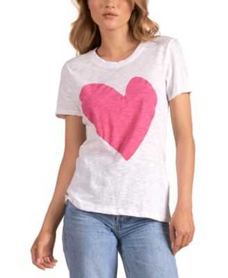 Elan - Women's Cotton Graphic Heart Short-Sleeve T-Shirt