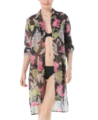 Carmen Marc Valvo - Women's Printed Convertible Shirt Swim Cover-Up