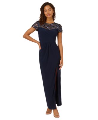 Adrianna Papell - Women's Beaded High-Slit Jersey Dress