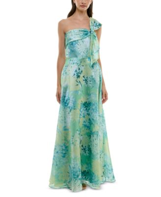 Taylor - Women's Asymmetric-Neck Bow-Strap Gown