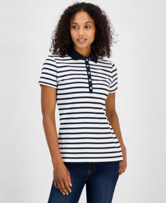 Tommy Hilfiger - Women's Striped Short-Sleeve Polo Shirt