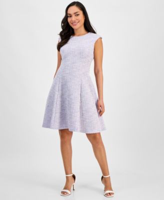 Connected - Petite Tweed Sleeveless Fit & Flare Dress