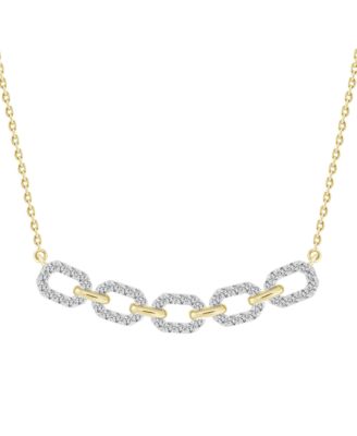 Macy's - Diamond Link Collar Necklace (1/2 ct. t.w.) in 10k Gold, 16" + 2" extender