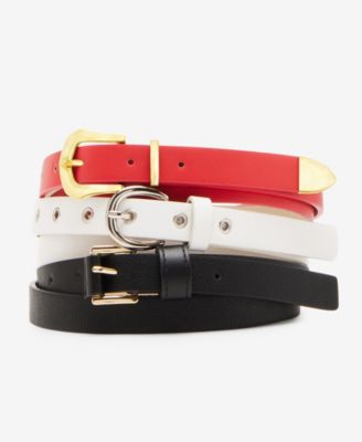 Steve Madden - Women's 3-Pc. Faux-Leather Belt Set