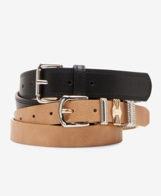 Steve Madden - Women's 2-Pc. Faux-Leather Belt Set