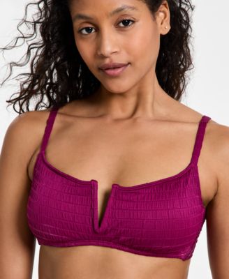 Bar III - Women's Pucker Up V-Wire Bralette Bikini Top, Exclusively at Macy's