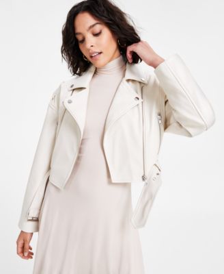 Bar III - Women's Faux-Leather Long-Sleeve Moto Jacket