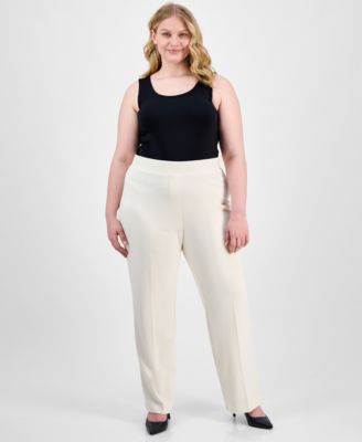 AK Anne Klein - Plus Size Pull-On Wide-Leg Pants